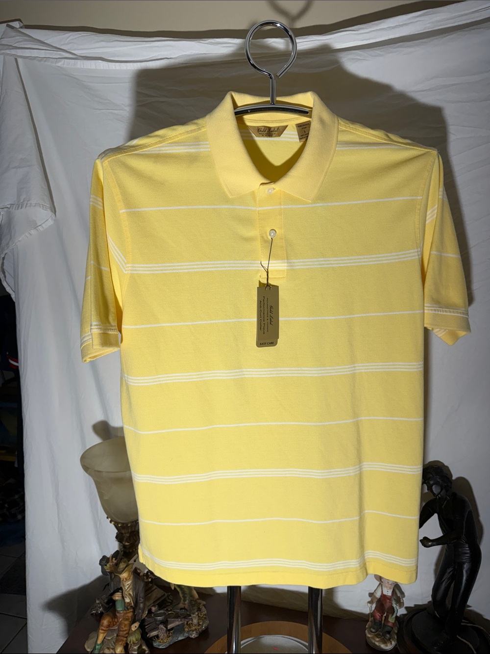 Roundtree & Yorke Yellow Polo with White Stripes